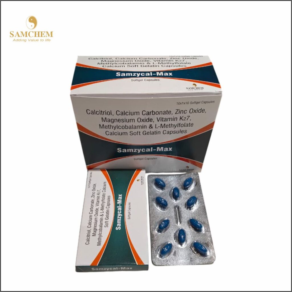 Calcitriol, Calcium Carbonate, Zinc Oxide, Magnesium Oxide, Vitamin K2-7, Methylcobalamin & L-Methylfolate Calcium Soft Gelatin Capsules